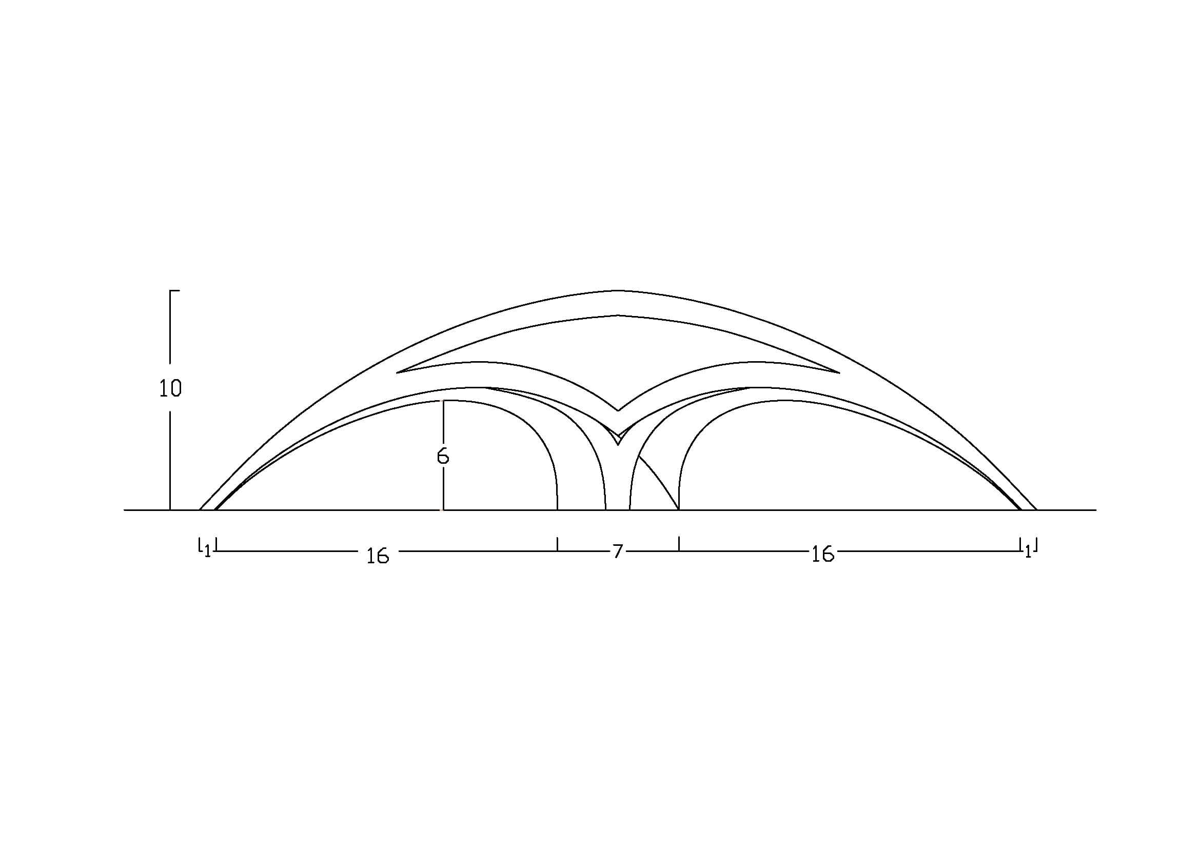 Section drawing showing arch geometry and proportions