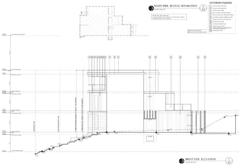 Rear elevation showing backyard terrace