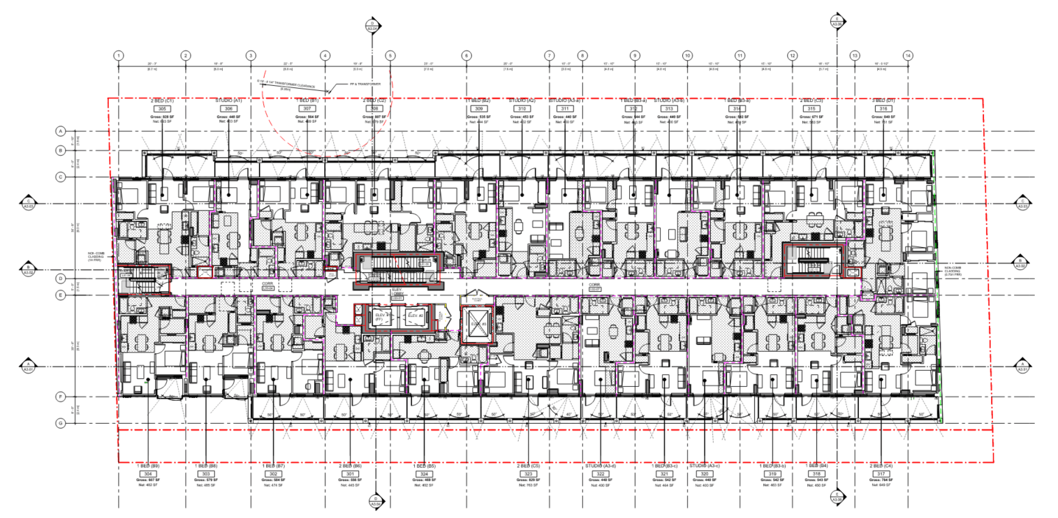 Enlarged floor plan detail