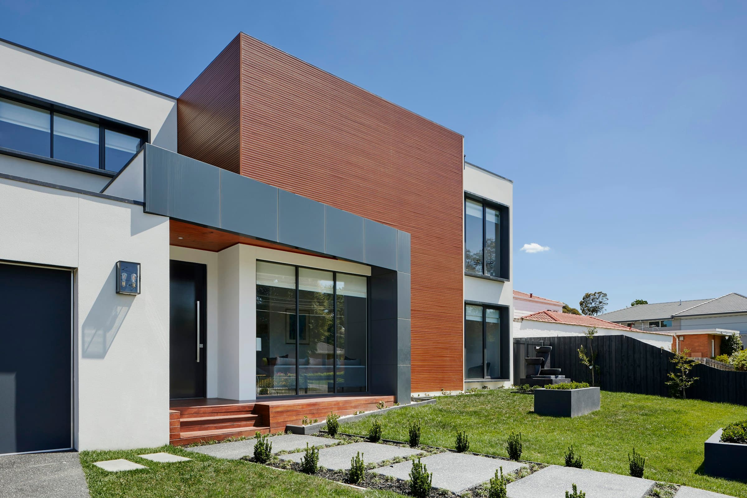 Street view of rowhouse development