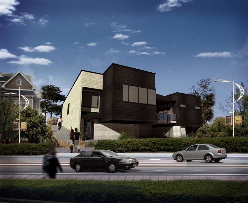 Rear elevation with outdoor living areas