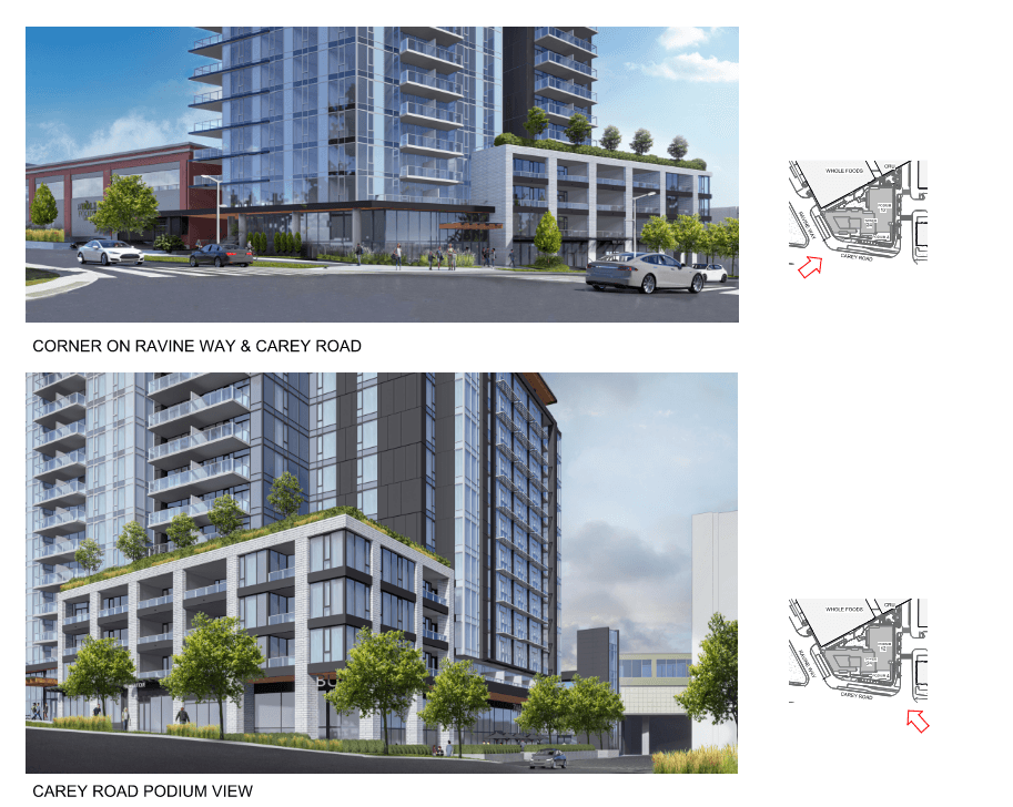 Street level views at Ravine Way and Carey Road